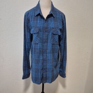 Quiksilver Blue Plaid Men's Flannel  Sz M Gently Loved
